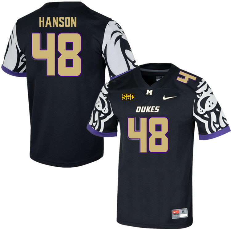 Men-Youth #48 Ryan Hanson James Madison Dukes College Football Jerseys Stitched Sale-Black